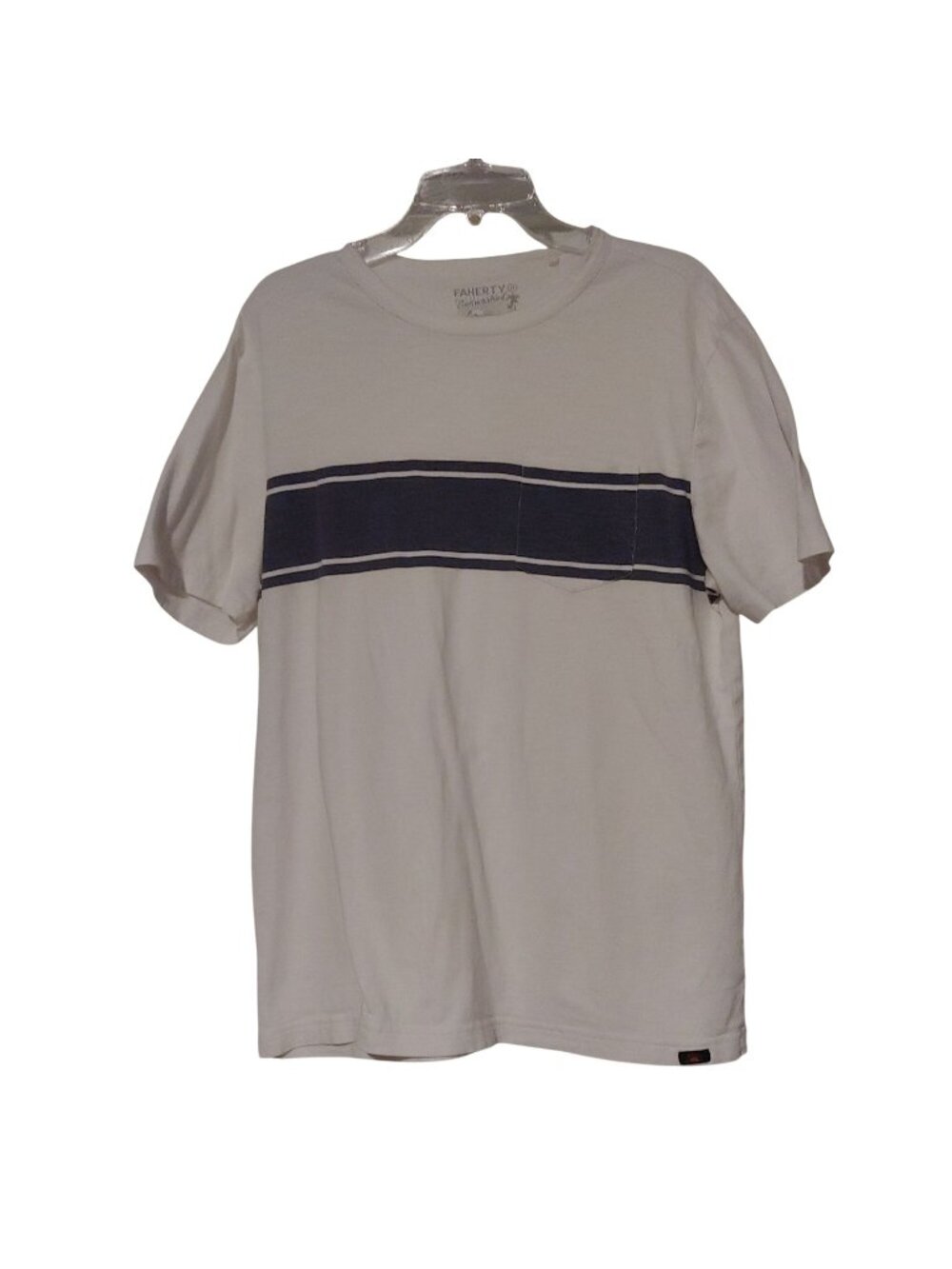 Faherty Sunwashed Organic Cotton T-Shirt Beach M Stripe Coastal